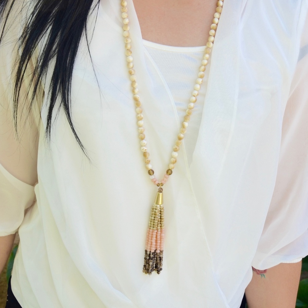 Ethel & Myrtle Jewelry Pink/Tan Beaded Synthetic